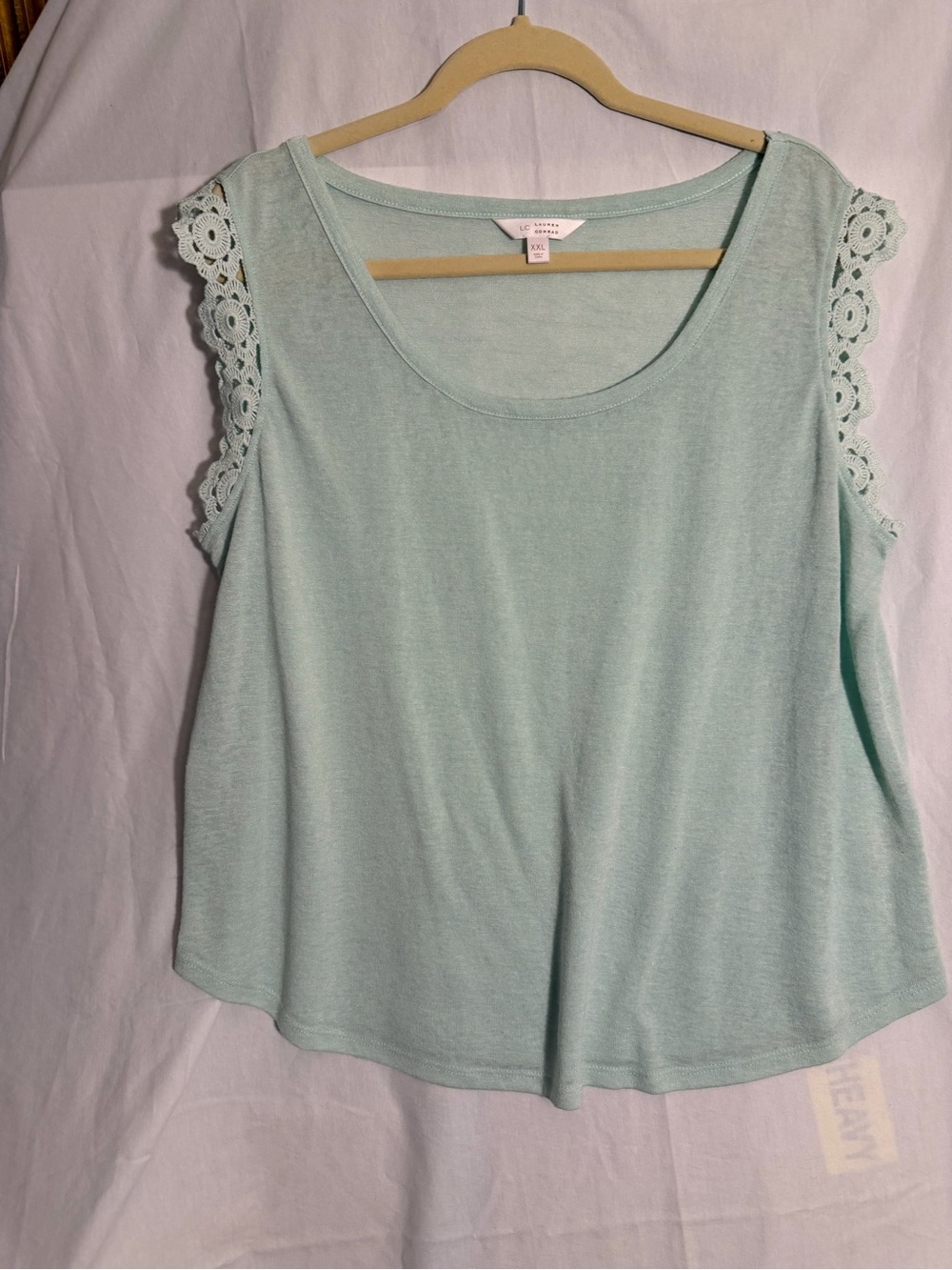 #376 Women’s LC Lauren Conrad Mint Crochet-Trim Sleeveless Blouse